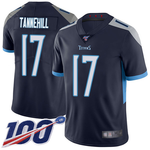 Tennessee Titans Limited Navy Blue Men Ryan Tannehill Home Jersey NFL Football 17 100th Season Vapor Untouchable